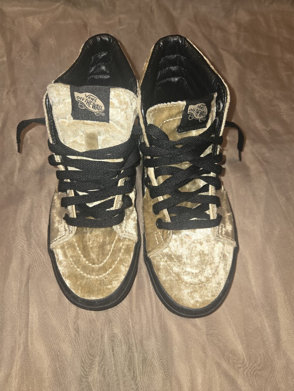 Vans Sk8-Hi Velvet High Top Sneakers in Gold